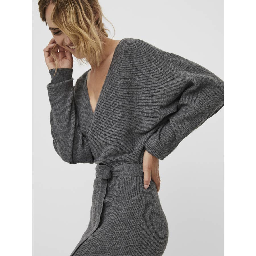 Wrap Sweater Dress Grey – April to November