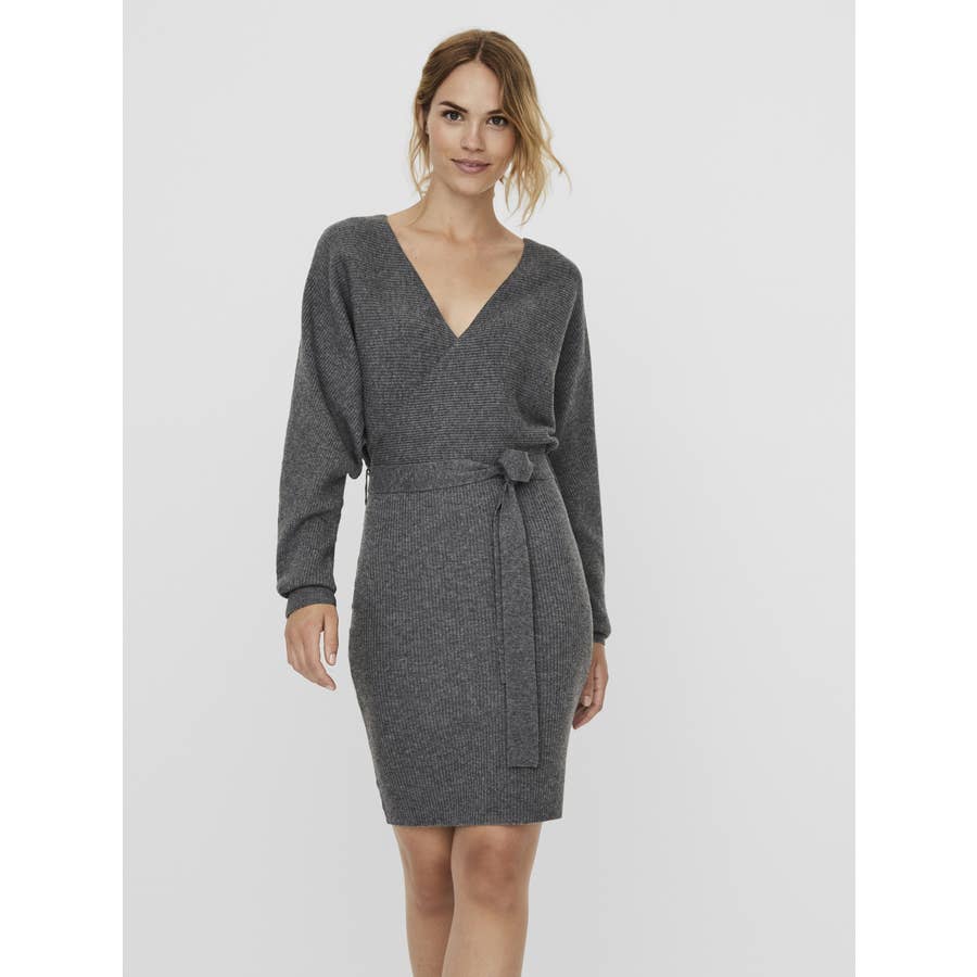 Wrap Sweater Dress Grey April to November Wrap Sweater Dress Grey April to November