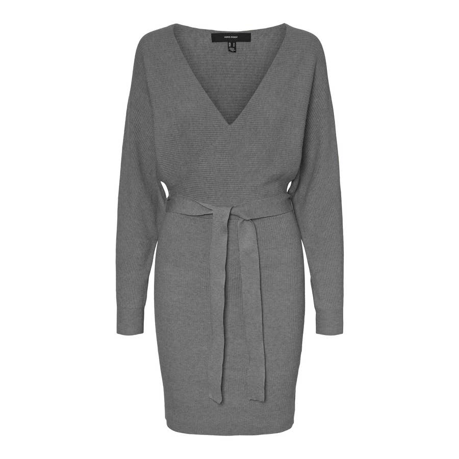 Wrap Sweater Dress Grey April to November Wrap Sweater Dress Grey April to November